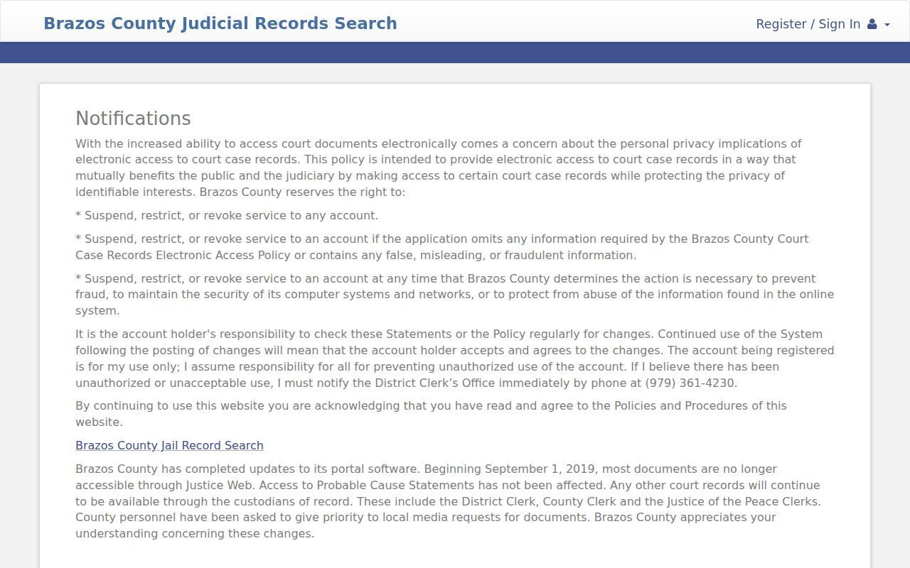 Brazos County residents directory Judicial Records portal