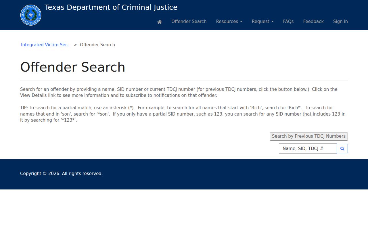 Brazos County resident lookup TDCJ offender locator search screen