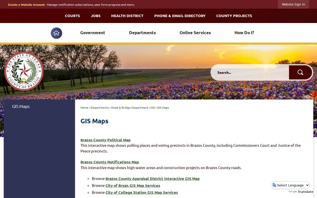Brazos County ZIP code directory GIS map resources
